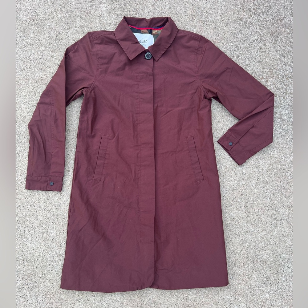 Herschel Supply Co.‎ Jacket Women Size Small Maroon Collared Mac Trench Coat